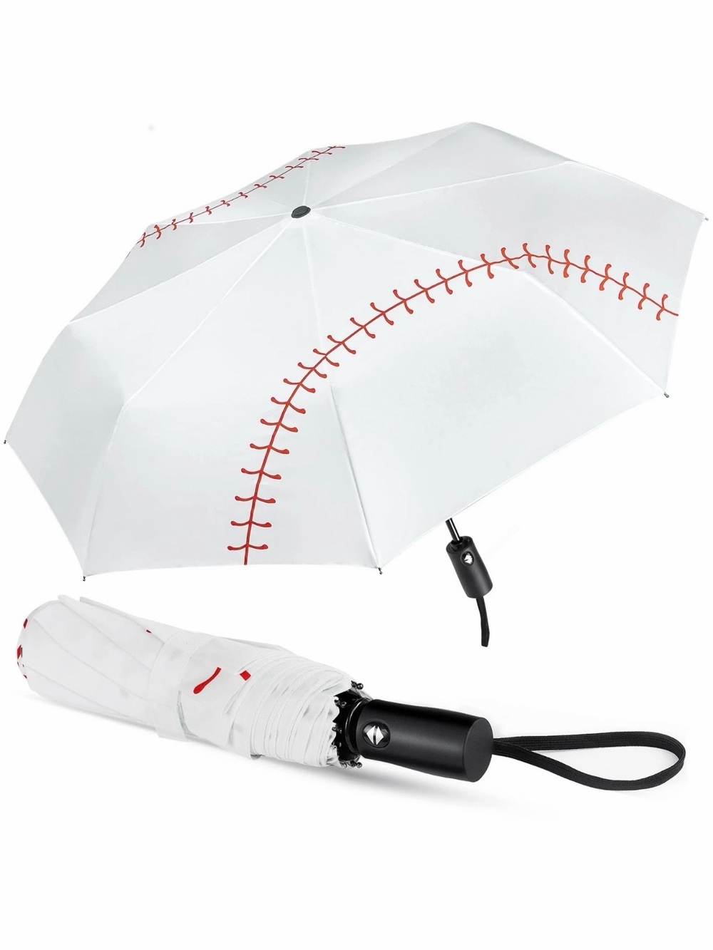 White Baseball Umbrella Compact/Portable Windproof
